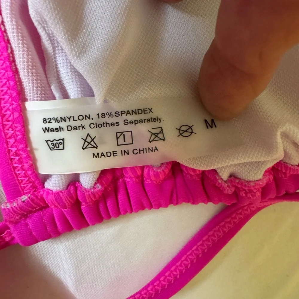 NWOT Vibrant‎ Pink Halter Bikini with Adjustable Side-Tie Bottoms